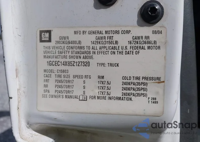 1GCEC14X85Z127320: 44532663