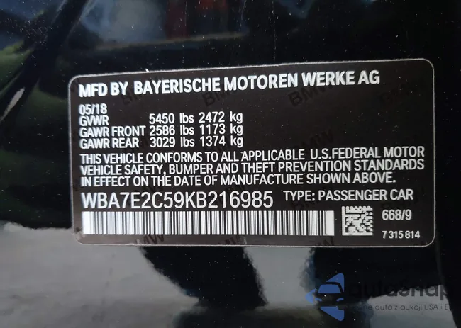 WBA7E2C59KB216985: 44532903