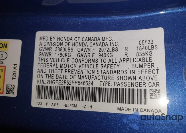 2HGFE2F52PH546624: 44532949