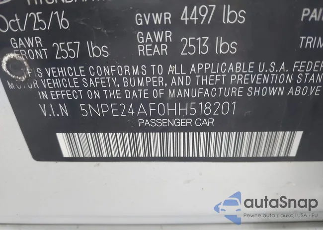5NPE24AF0HH518201: 44532999