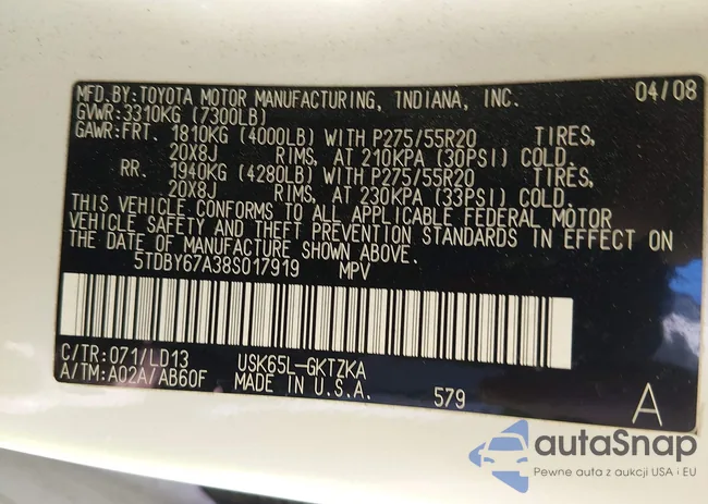 5TDBY67A38S017919: 44533113