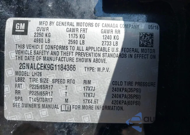 2GNALCEK9G1184366: 44532421