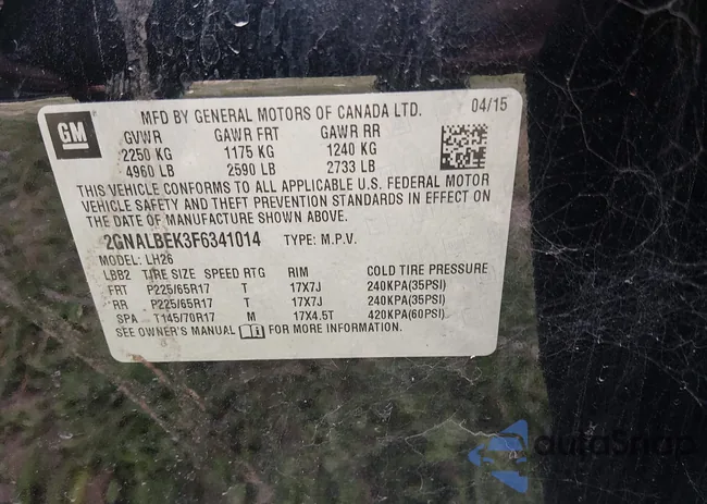 2GNALBEK3F6341014: 44533228