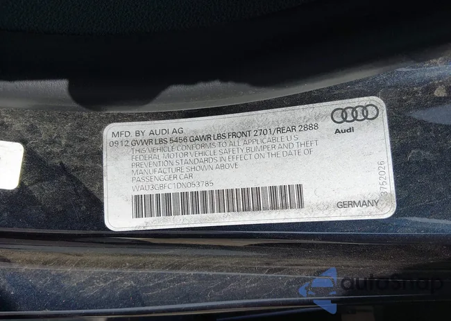 WAU3GBFC1DN053785: 44533350