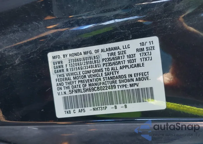 5FNRL5H69CB022489: 44533358