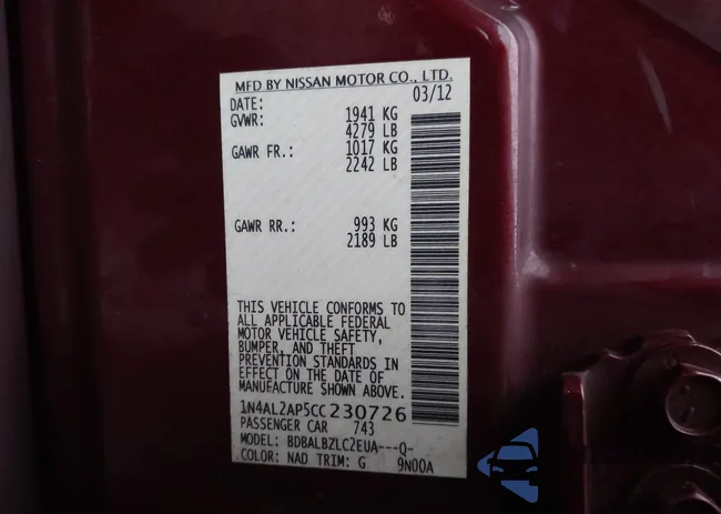 1N4AL2AP5CC230726: 44533446