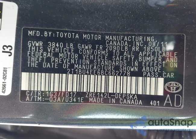 2T1BU4EE6BC662778: 44534927