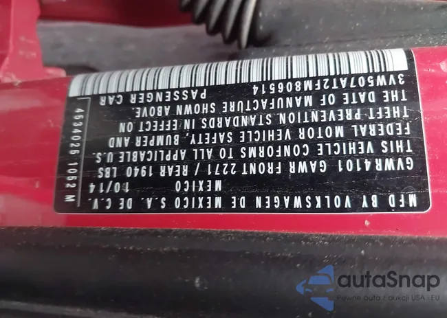 3VW507AT2FM806514: 44534968