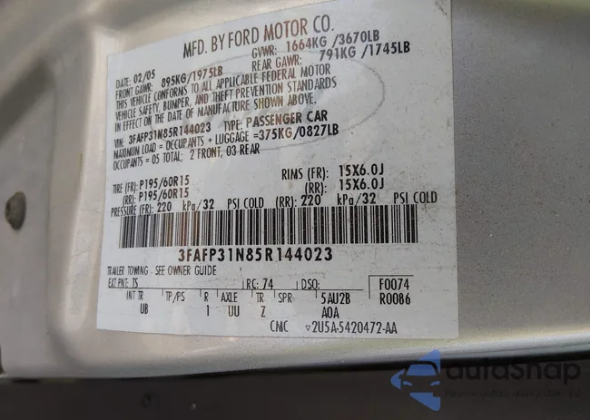 3FAFP31N85R144023: 44535190