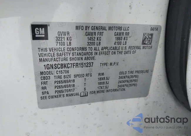 1GNSCBKC7FR151237: 44534217