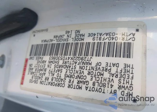 JT2BG22K4Y0530863: 44534412