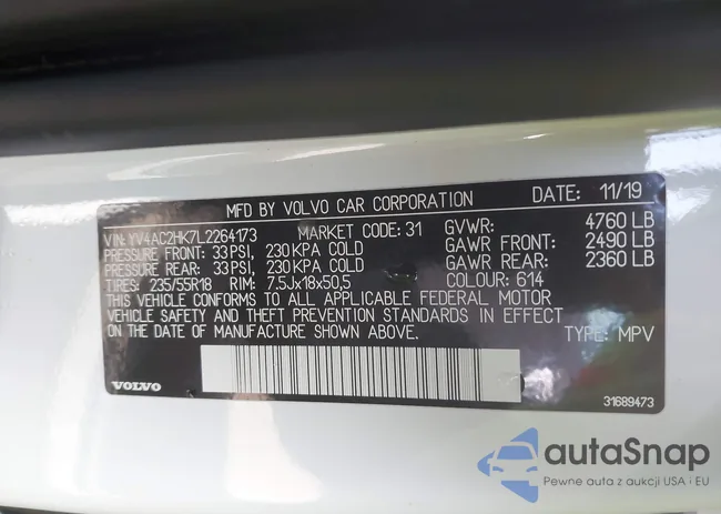 YV4AC2HK7L2264173: 44534580