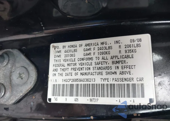 1HGCP26859A036213: 44535737