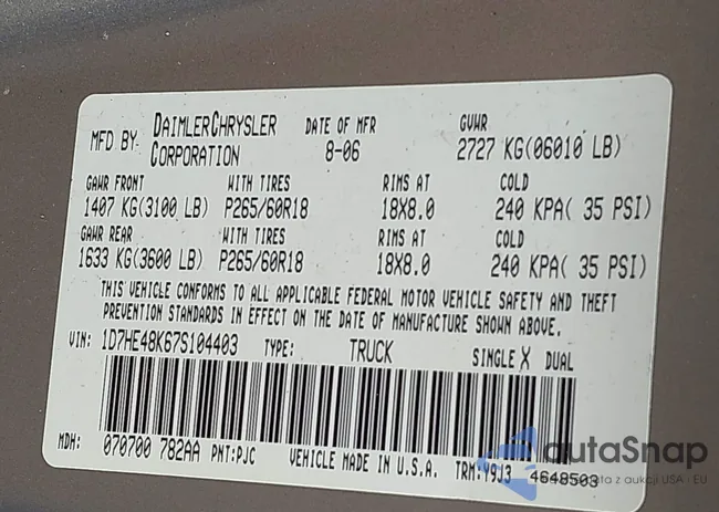 1D7HE48K67S104403: 44535315