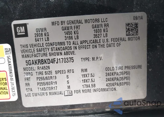 5GAKRBKD4FJ170375: 44535412