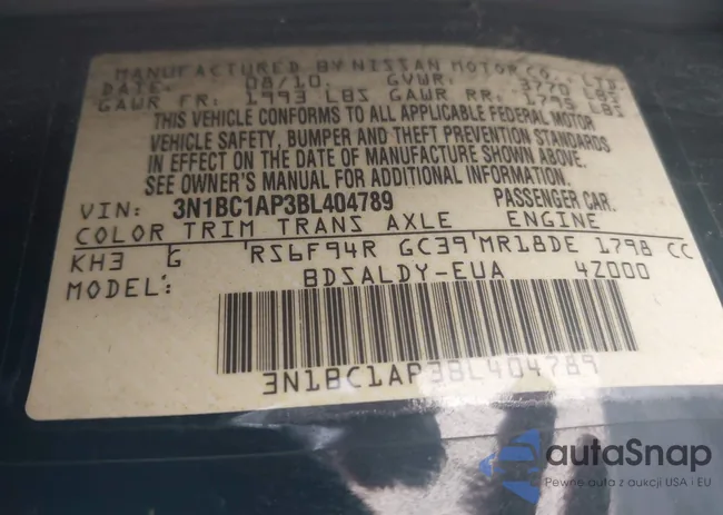 3N1BC1AP3BL404789: 44535432