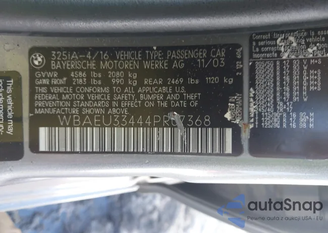 WBAEU33444PR07368: 44536613