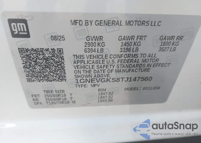 1GNEVGKS8TJ147560: 44536770