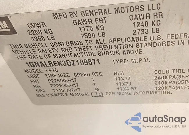 1GNALBEK3DZ109871: 44536810