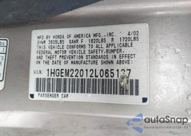 1HGEM22012L065137: 44537021