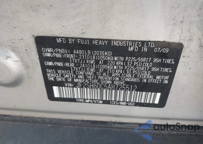 JF2SH6DC5AH725512: 44537168