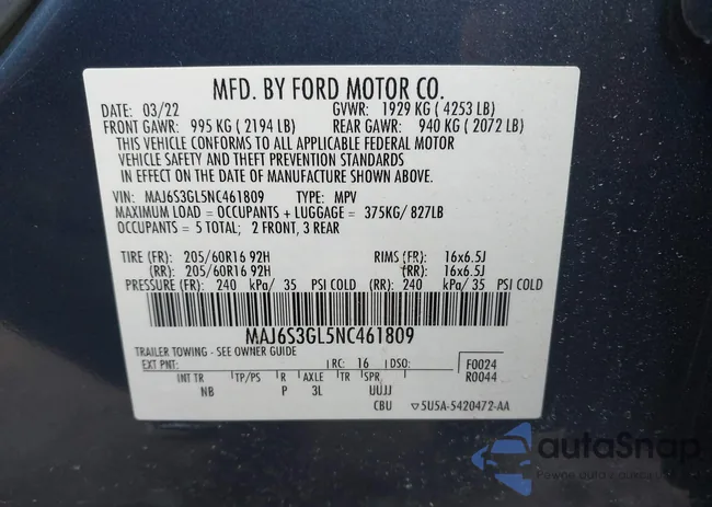 MAJ6S3GL5NC461809: 44536260