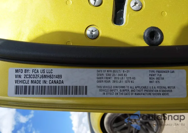 2C3CDZFJ6MH631489: 44536315