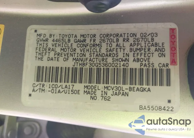 JTHBF30G536002140: 44537630