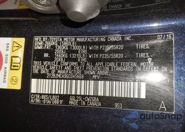 2T2BZMCA9GC045668: 44537818