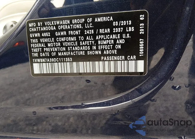 1VWBN7A39DC111353: 44537478