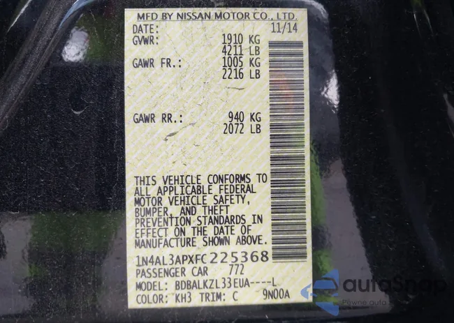 1N4AL3APXFC225368: 44537542