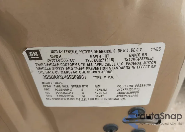 3G5DA03L46S569981: 44538666