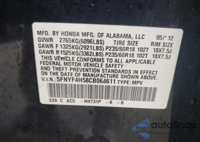 5FNYF4H58CB064611: 44538833