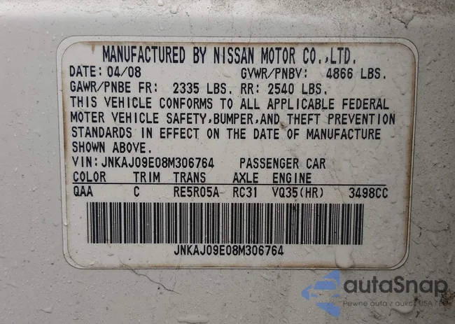 JNKAJ09E08M306764: 44538985