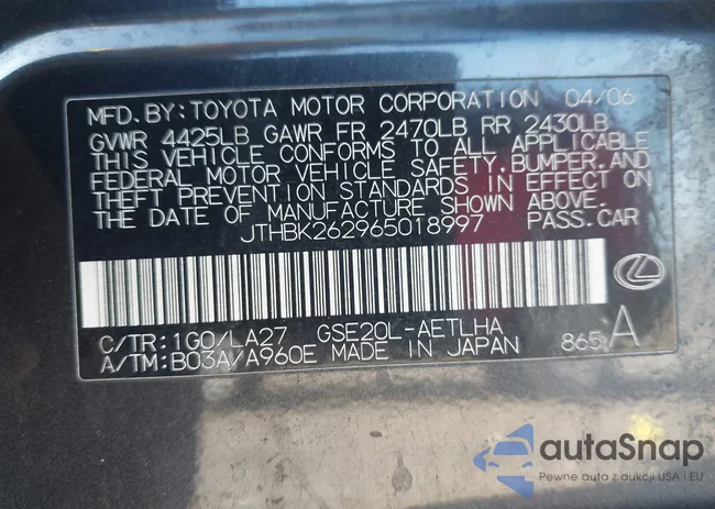 JTHBK262965018997: 44539102