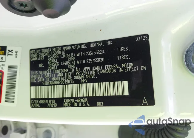 5TDYARAH9PS019615: 44538222