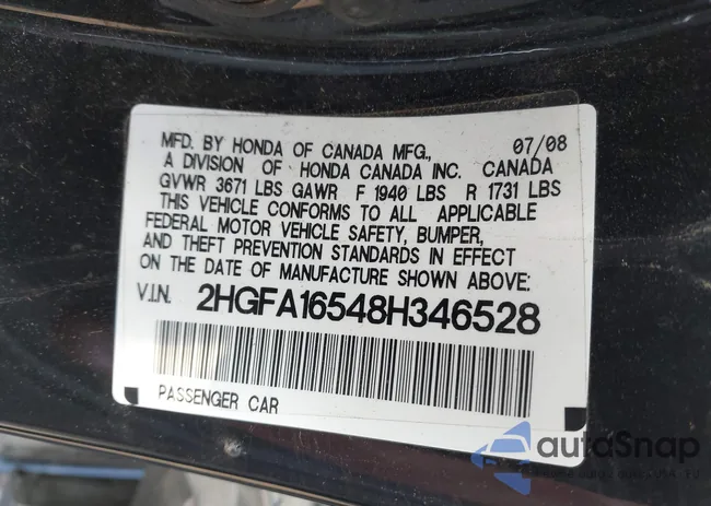 2HGFA16548H346528: 44539726