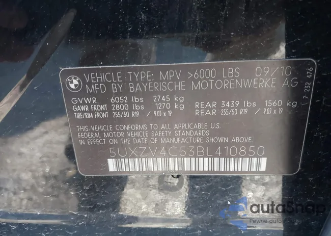 5UXZV4C53BL410850: 44539901