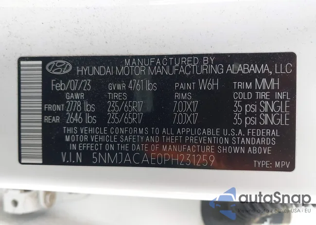 5NMJACAE0PH231259: 44539523