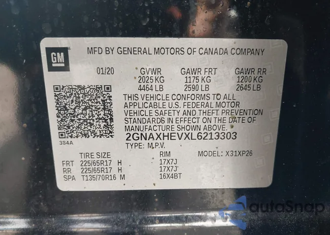 2GNAXHEVXL6213303: 44540887