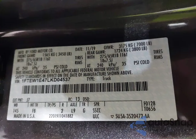 1FTEW1E47LKD04537: 44540910