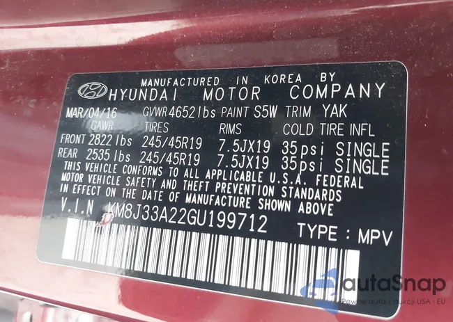 KM8J33A22GU199712: 44540965