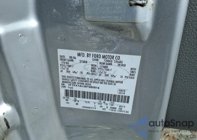 1FTPX14V36FB80814: 44541000