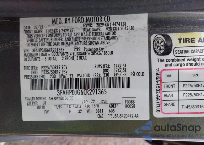 3FAHP0JG6CR291365: 44540375