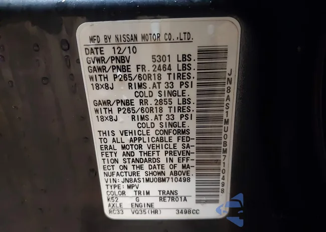 JN8AS1MU0BM710498: 44540468