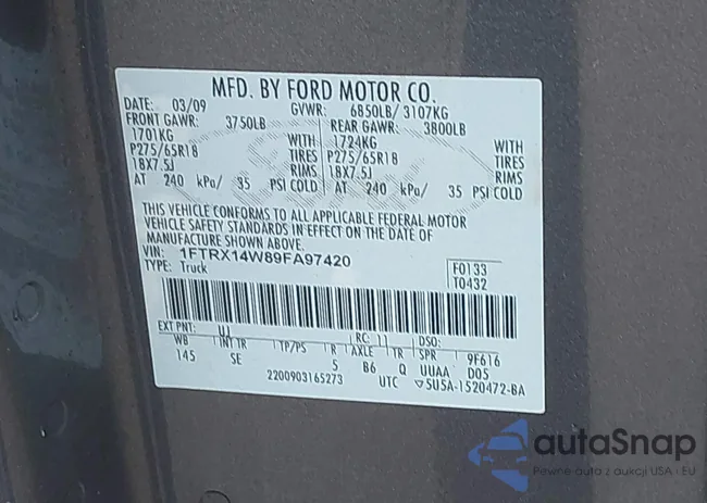 1FTRX14W89FA97420: 44541661