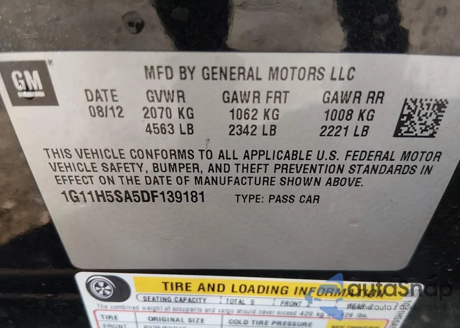 1G11H5SA5DF139181: 44541736