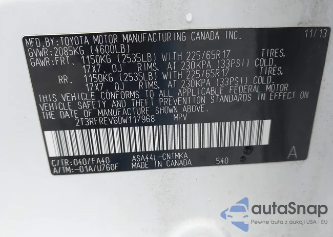 2T3RFREV6DW117968: 44542128