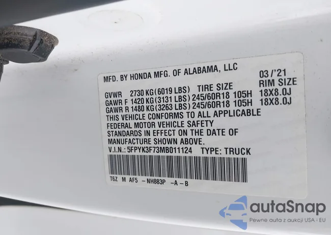 5FPYK3F73MB011124: 44541211