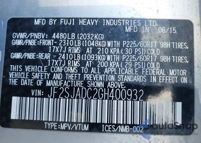 JF2SJADC2GH400932: 44541467